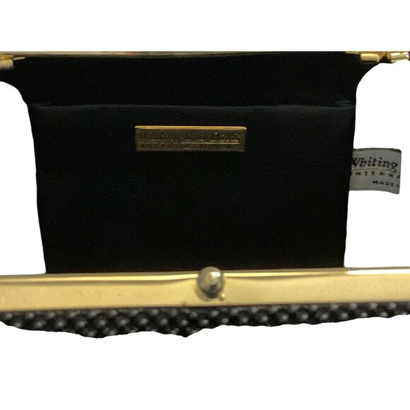 Vintage Whiting & Davis Black Mesh Evening Bag Purse with Gold Chain Strap - Picture 4 of 4